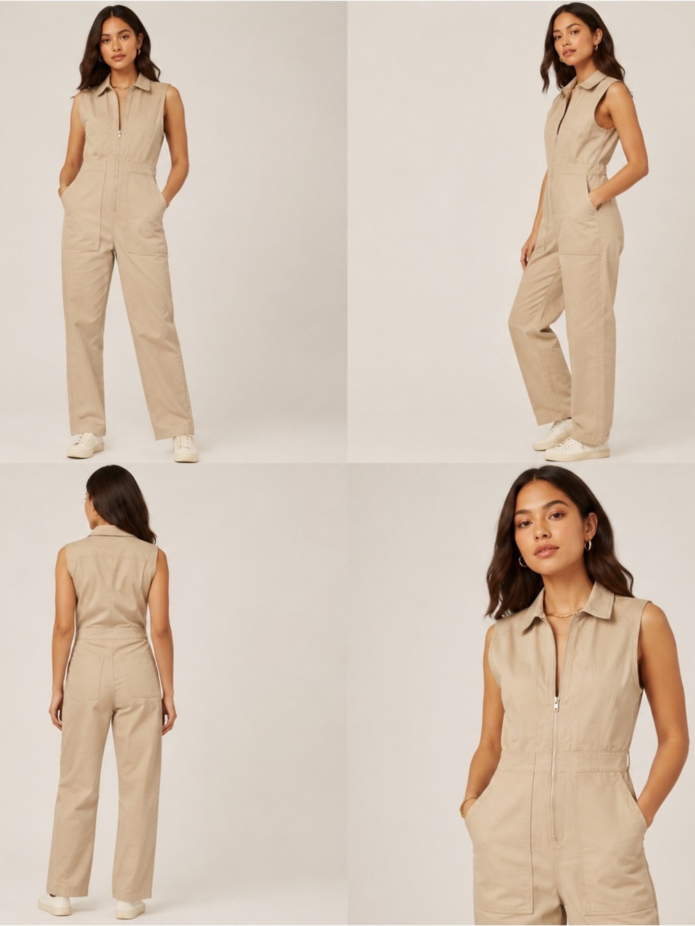 Rivet Utility x Evereve Westsider Khaki Jumpsuit XS Sleeveless Zip Fromt NWT
